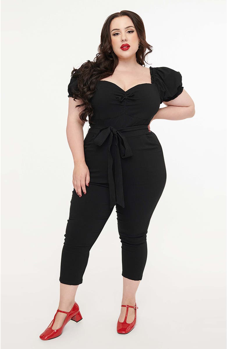 Unique Vintage Plus Size Belted Jumpsuit, Main, color, 