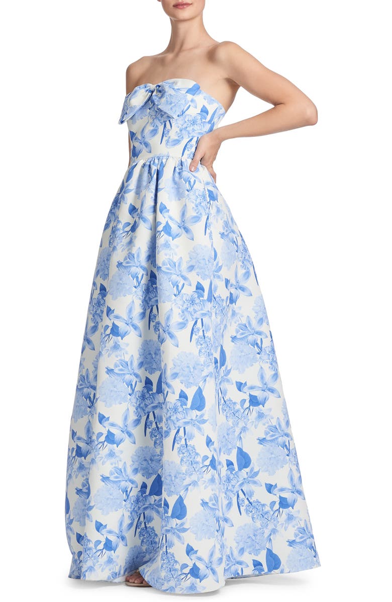 Sachin & Babi Isabeau Floral Strapless Gown, Alternate, color, Powder Azure Fields