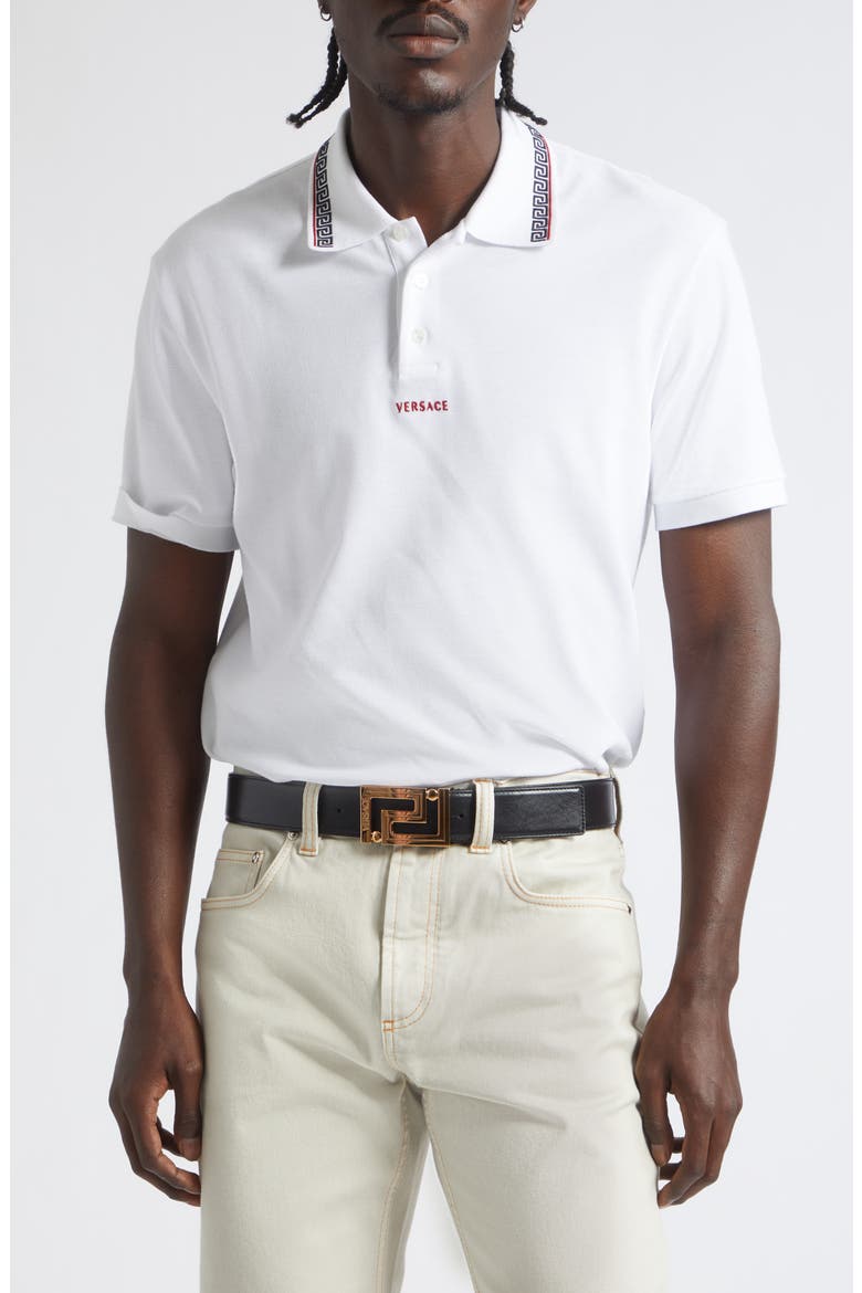 Greca Leather Belt, Alternate, color, BLACK GOLD