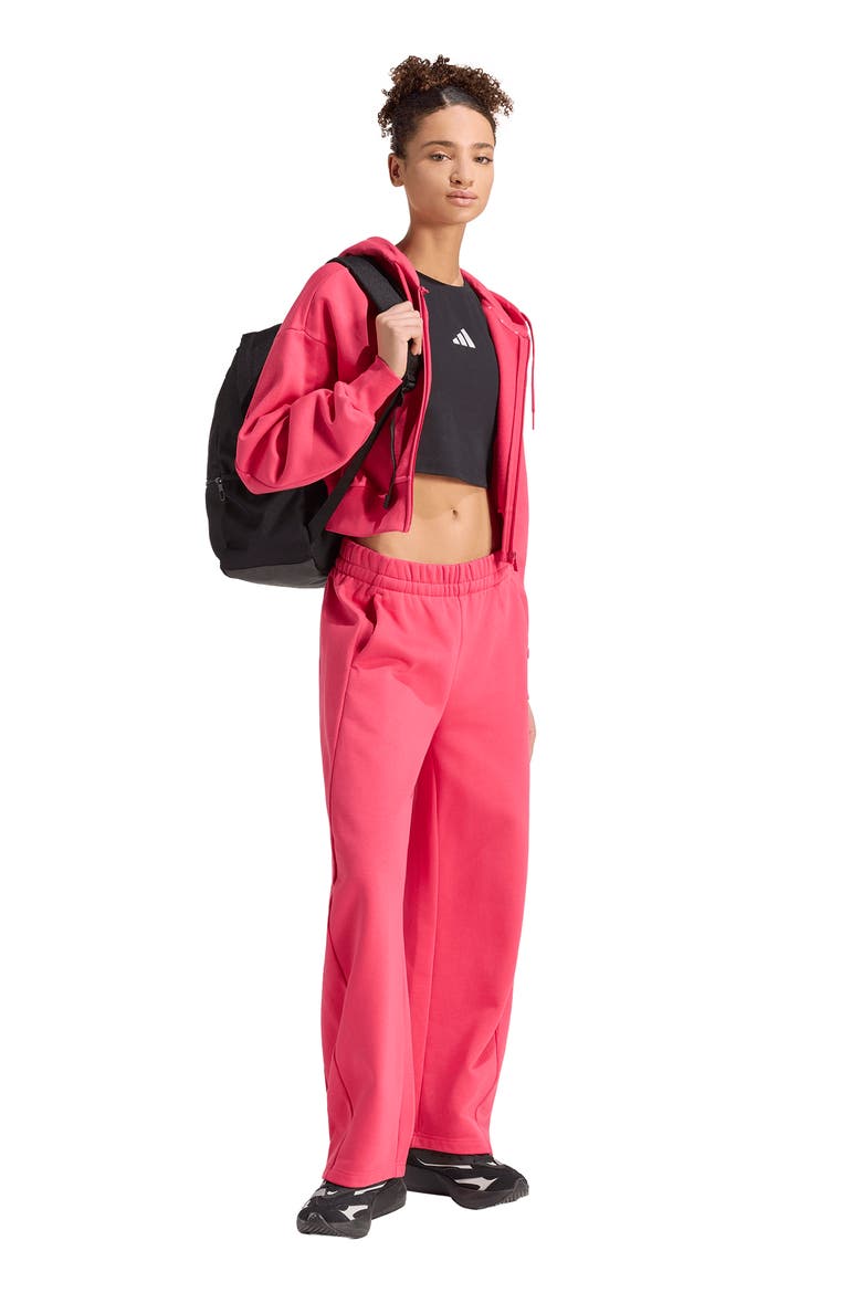 Full Zip Cropped Fleece Hoodie, Alternate, color, POWER PINK