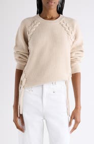 Isabel Marant Tulliam Lace-Up Detail Merino Wool & Cashmere Blend Crewneck Sweater