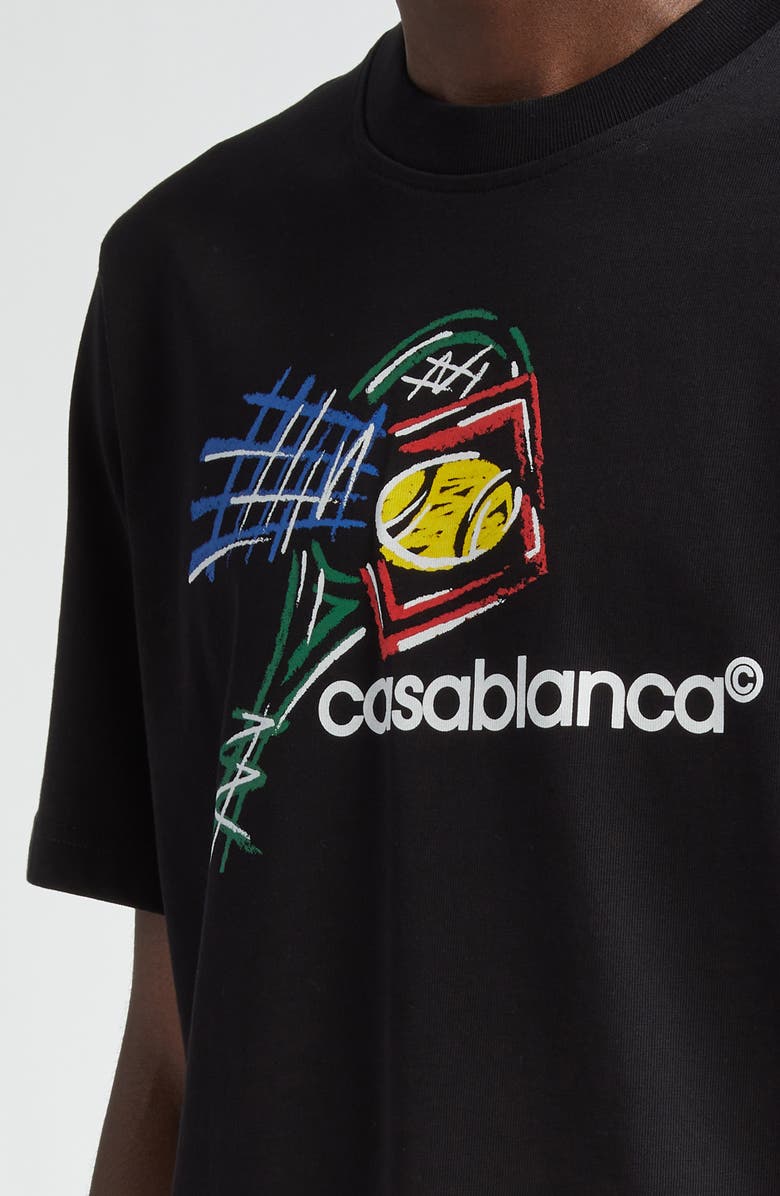 Casablanca Croquis de Tennis Organic Cotton Graphic T-Shirt, Alternate, color,