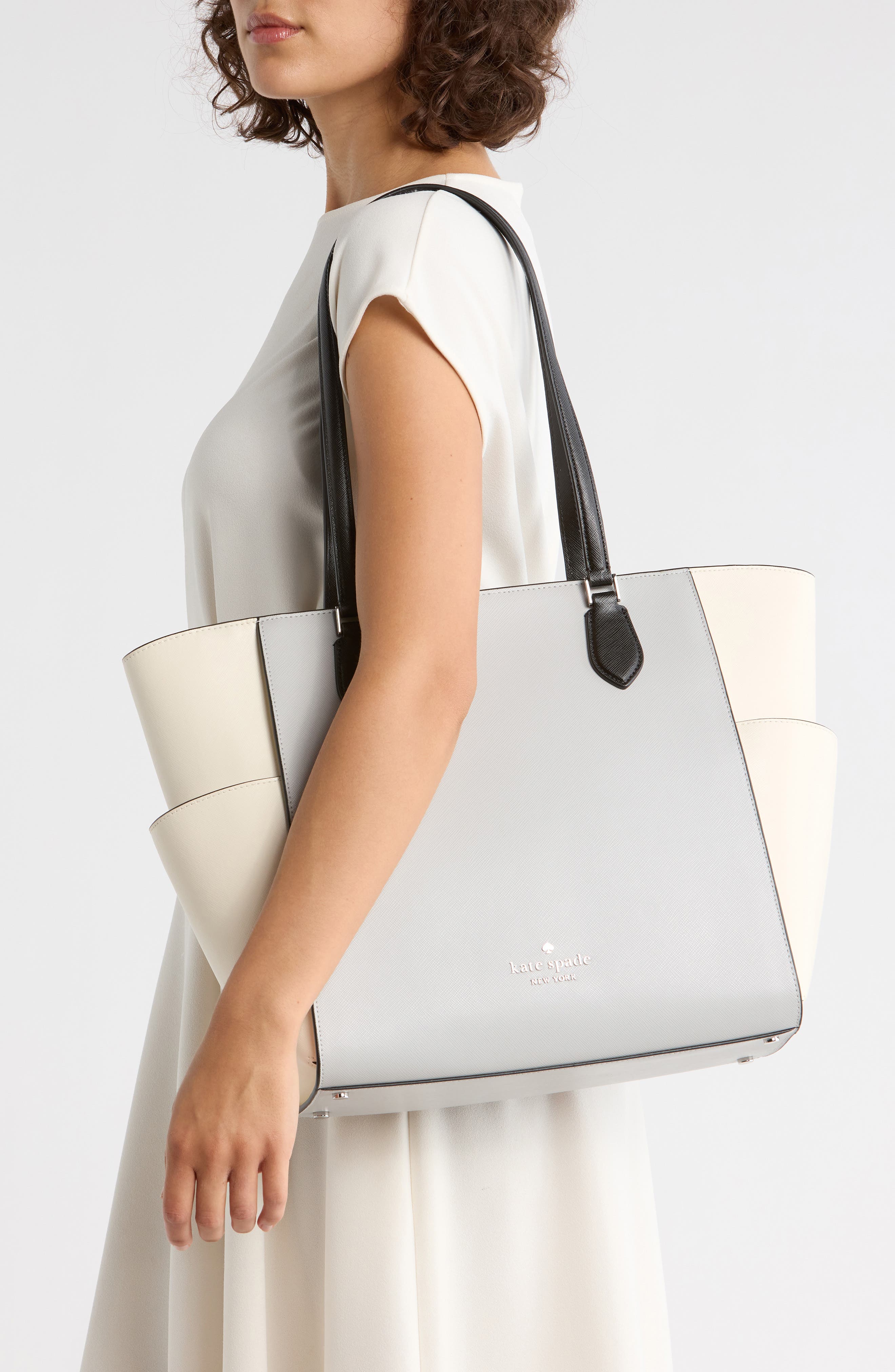 Kate Spade New York madison laptop tote bag, Alternate, color, Platinum Grey Multi