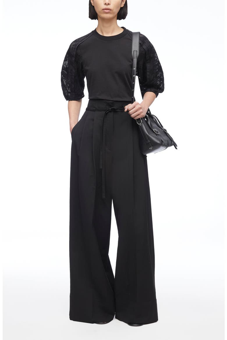 Bonded Lace Combo T-Shirt, Alternate, color, BLACK