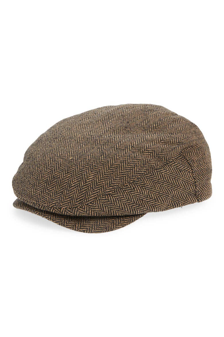 Herringbone Driving Cap, Main, color, BROWN/KHAKI