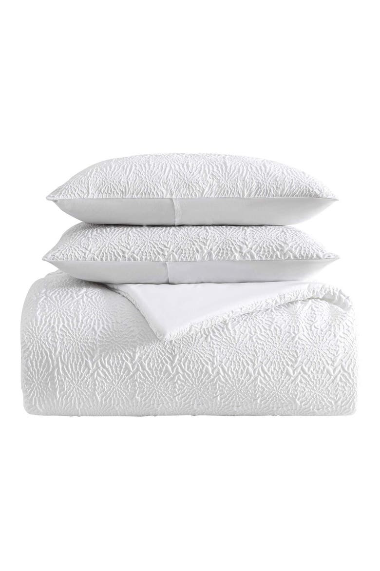 Sunflower Embossed Microfiber Comforter, Sheets & Throw Set, Main, color, WHITE