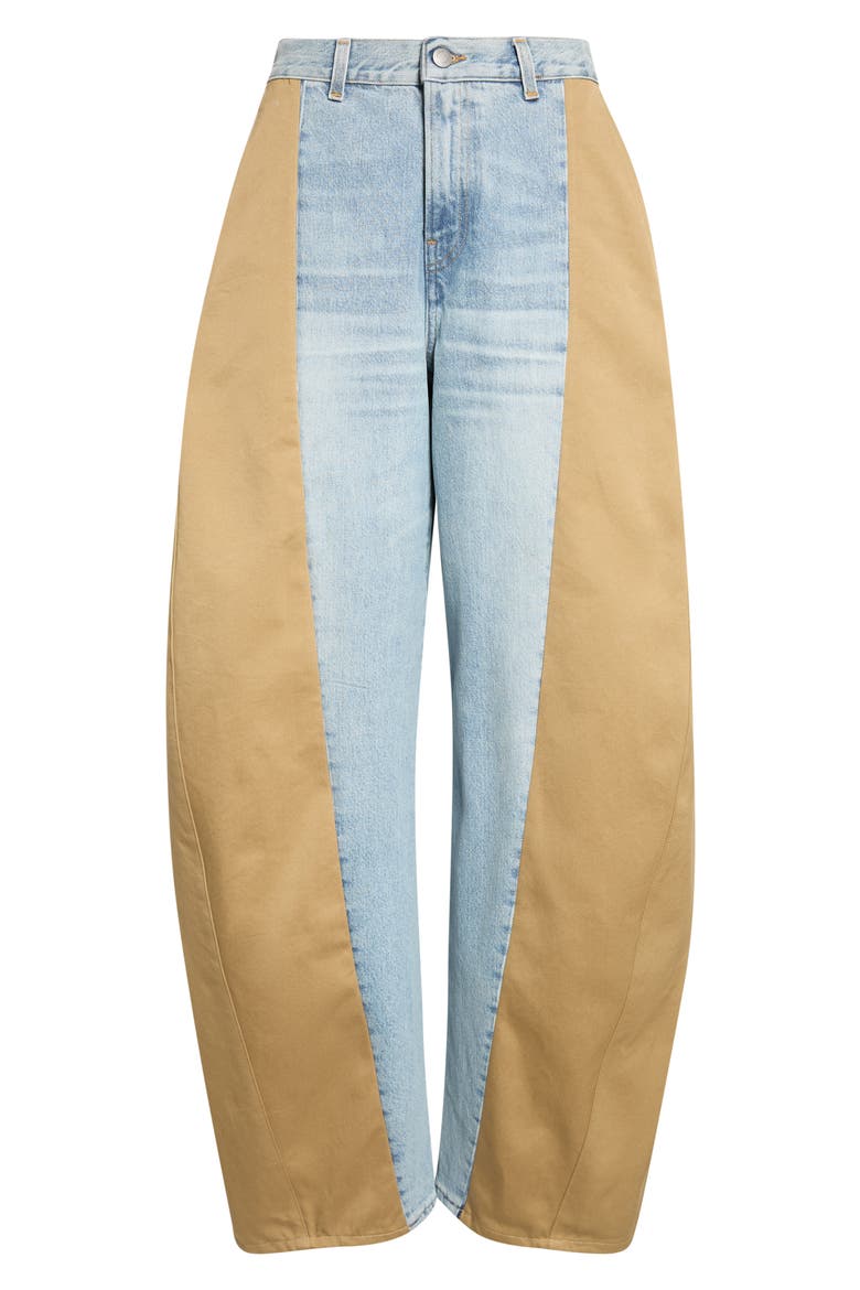 Clyde Colorblock Barrel Leg Jeans, Main, color, MARFA BLUE