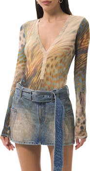 AFRM Harris Printed Mesh Bodysuit