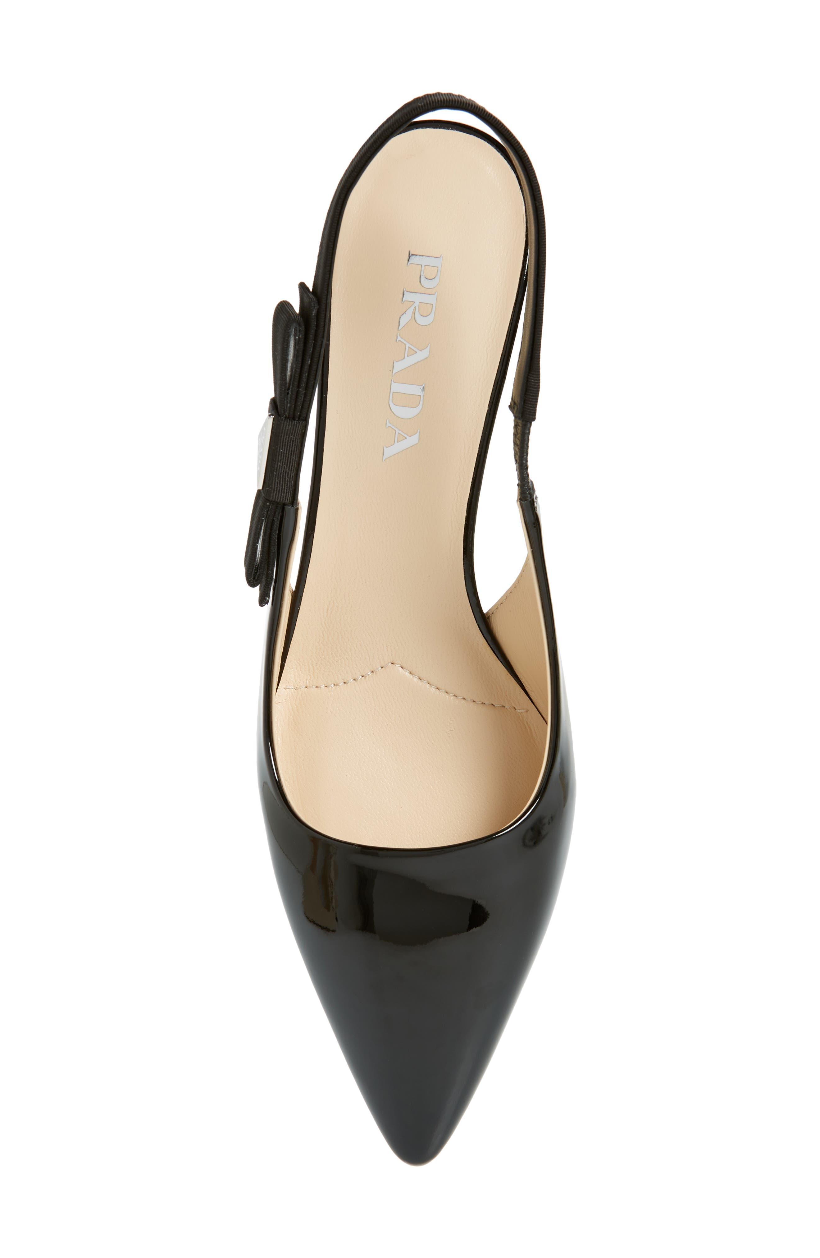 Prada Logo Patent Slingback Pump, Alternate, color, 