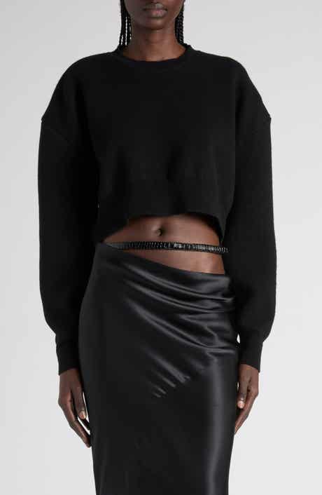 Sculptural Double Face Virgin Wool Blend Crop Sweater