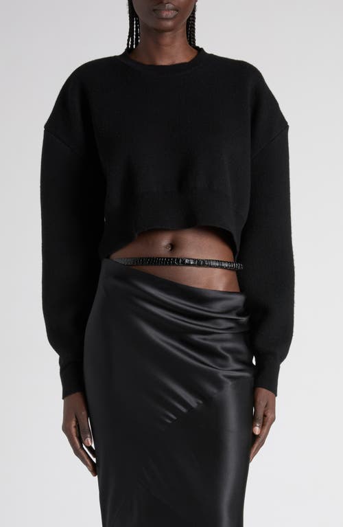 Tom Ford Sculptural Double Face Virgin Wool Blend Crop Sweater In Black