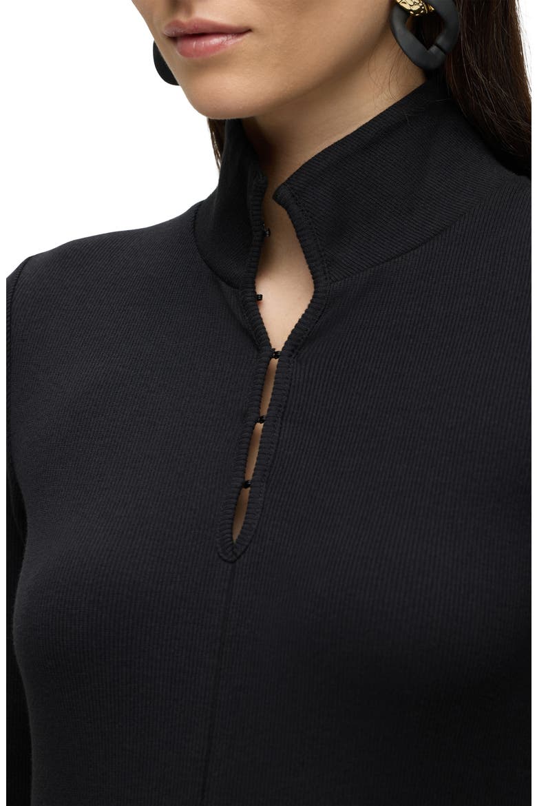 Long Sleeve Bodysuit, Alternate, color, BLACK