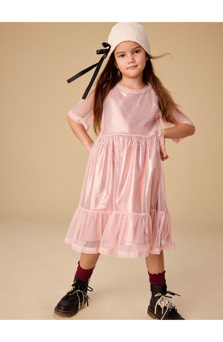 Tea Collection Layered Tulle & Foil Dress, Alternate, color, Cherry Blossom