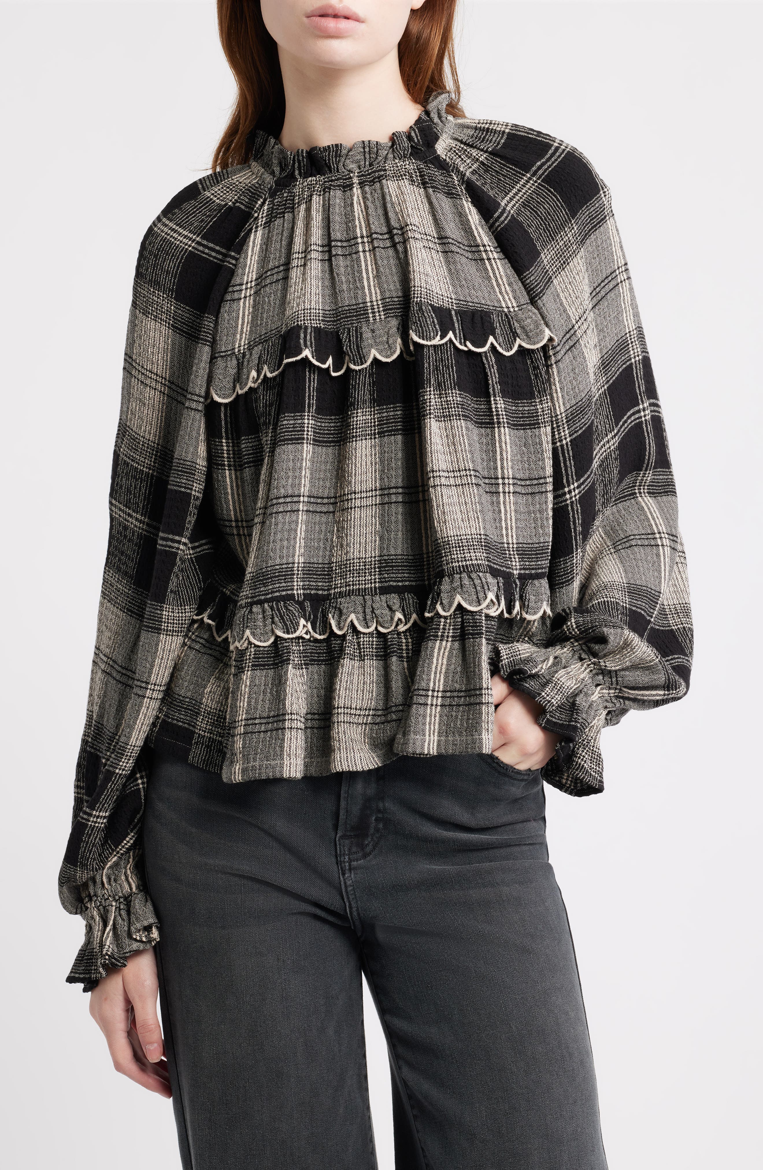 Treasure & Bond Long Sleeve Plaid Woven Shirt
