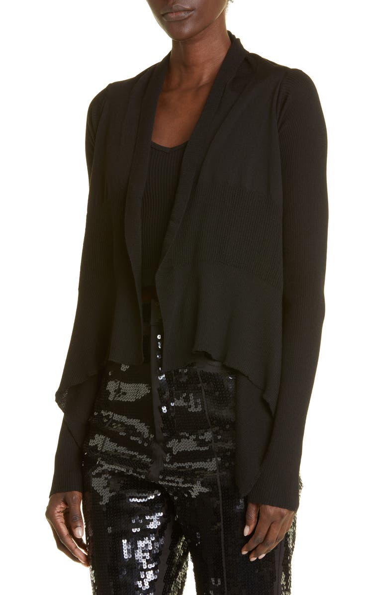 Rick Owens Open Front Waterfall Wool Cardigan, Alternate, color,