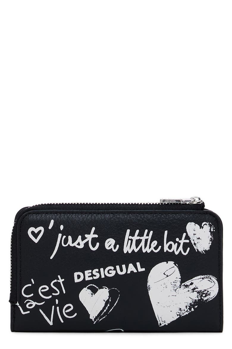 Medium Faux Leather Wallet, Main, color, BLACK