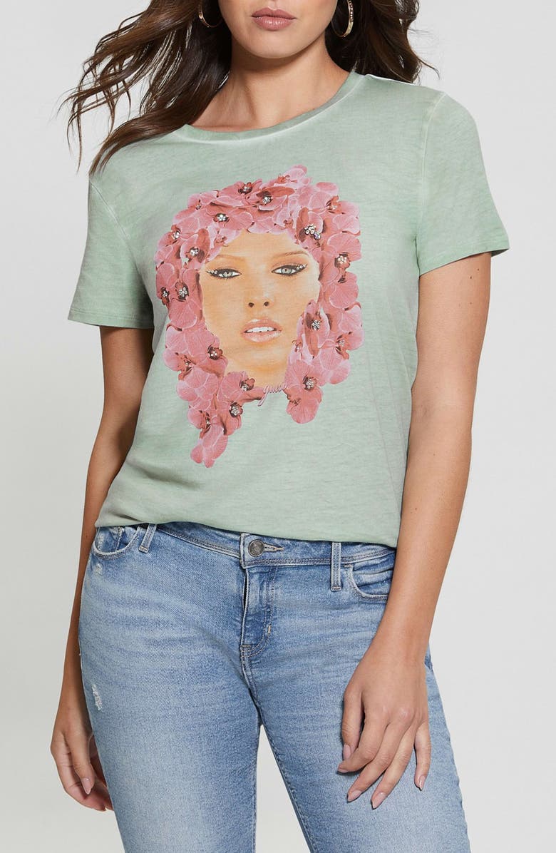 GUESS Orchid Queen Graphic T-Shirt, Main, color, 