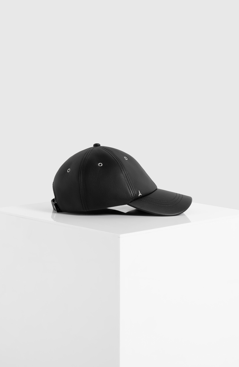 Manière De Voir Lou Leather Cap, Alternate, color, Black