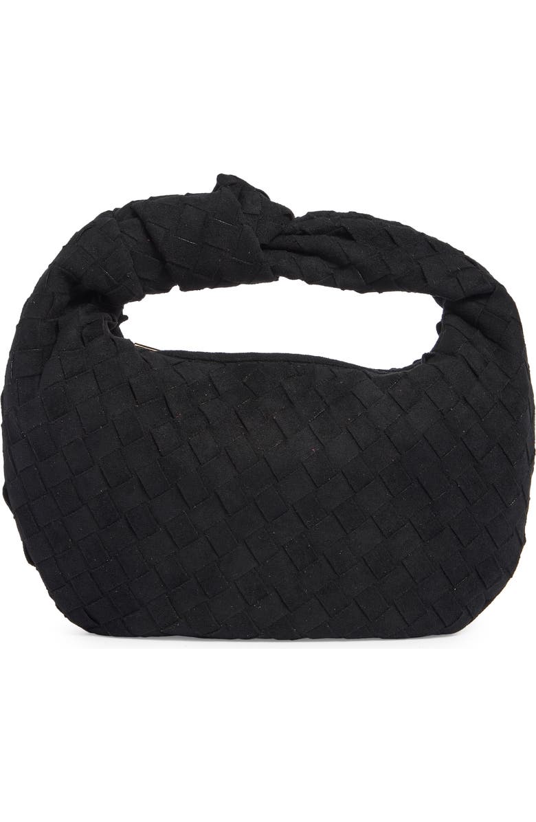 URBAN EXPRESSIONS HANDBAGS Woven Faux Suede Clutch, Main, color, Black