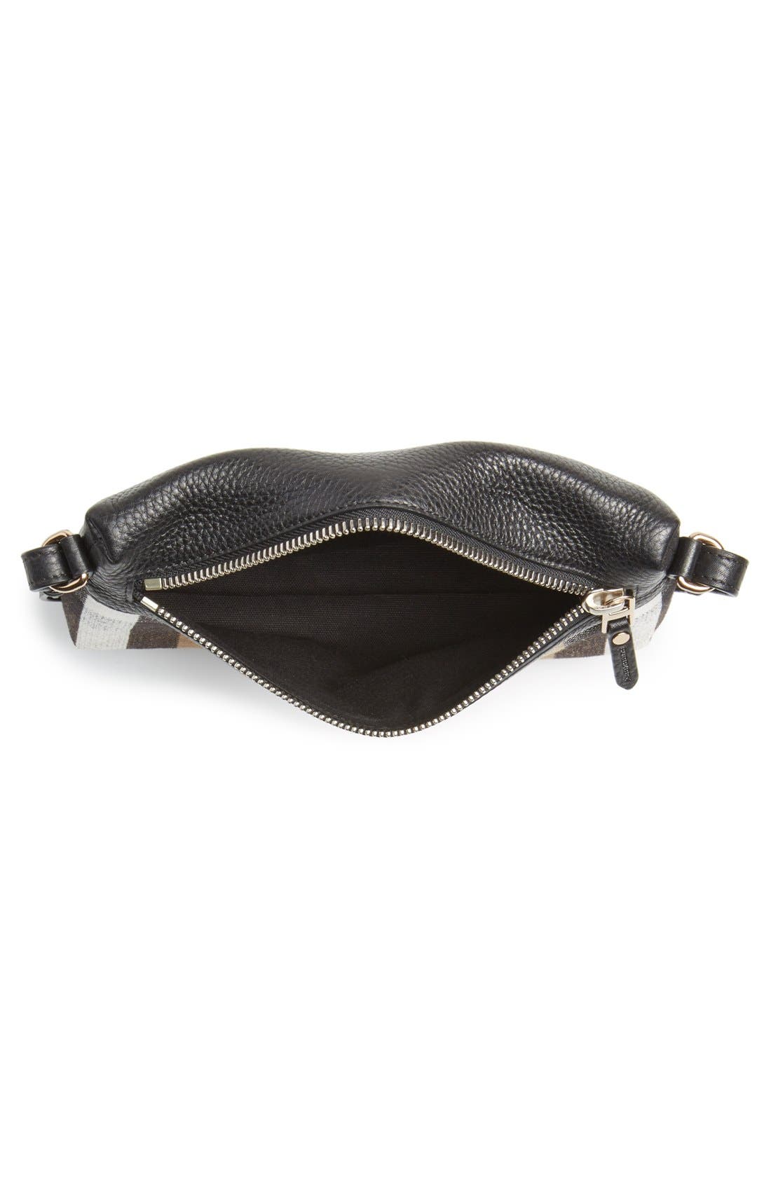 Burberry 'Small Farley' Canvas Check & Leather Clutch Bag, Alternate, color, 