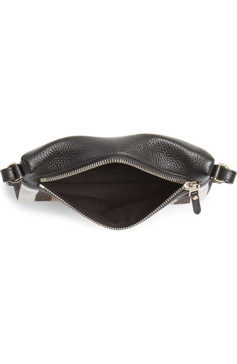 Burberry 'Small Farley' Canvas Check & Leather Clutch Bag, Alternate, color,