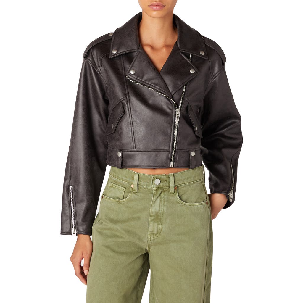 BLANKNYC BLANKNYC DISTRESSED FAUX LEATHER MOTO JACKET