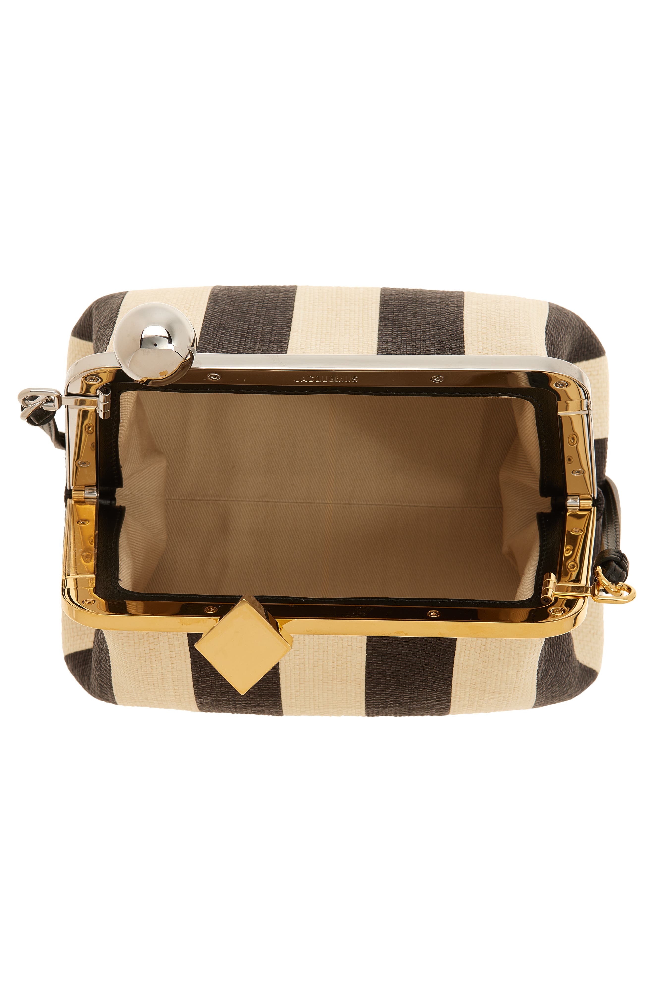 Jacquemus Le Berlingot Stripe Frame Shoulder Bag, Alternate, color, Natural / Black 1Fy
