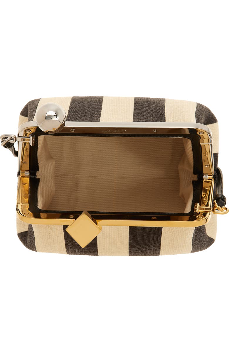Jacquemus Le Berlingot Stripe Frame Shoulder Bag, Alternate, color, Natural / Black 1Fy
