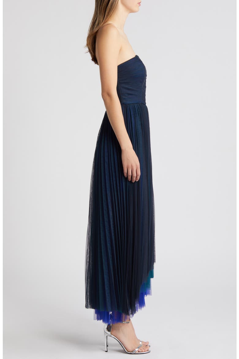 Smocked Strapless Tulle Cocktail Dress, Alternate, color, NAVY COMBO