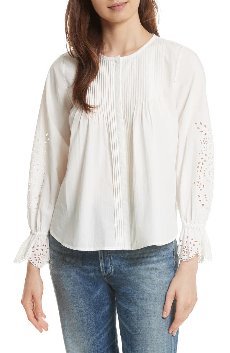 Joie Kalyssa Eyelet Top, Main, color, Porcelain