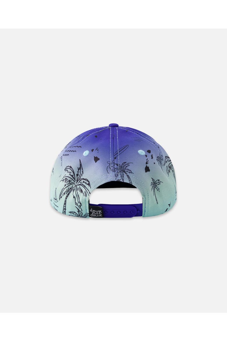 Boy Flat Brim Beach Cap, Alternate, color, Blue Beach Print