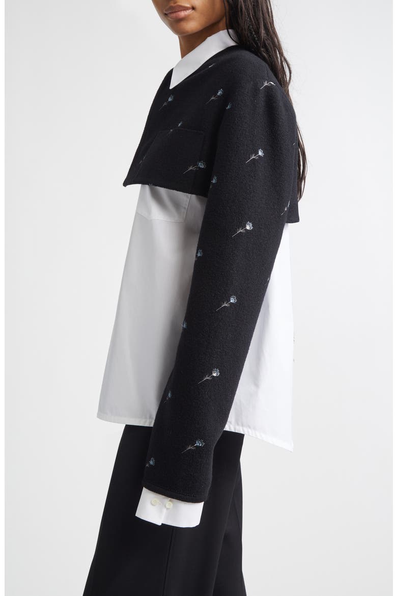 Walker Floral Embroidered Wool Crop Jacket, Alternate, color, BLACK FLOWERS FELTED