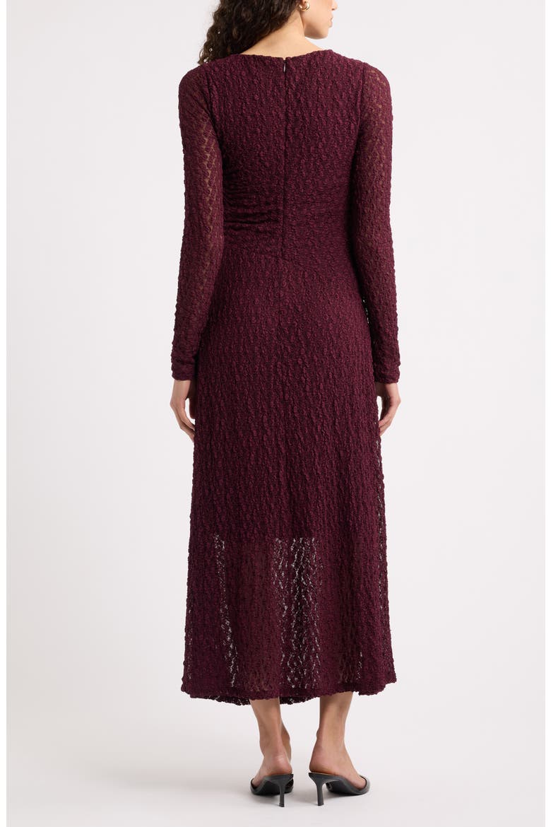 Lace Long Sleeve Midi Dress, Alternate, color, BURGUNDY FIG