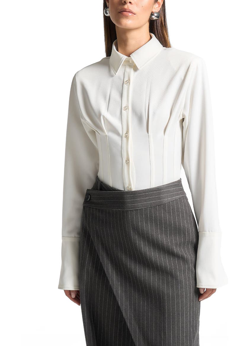 Agnes Corset Shirt Bodysuit, Alternate, color, Off White