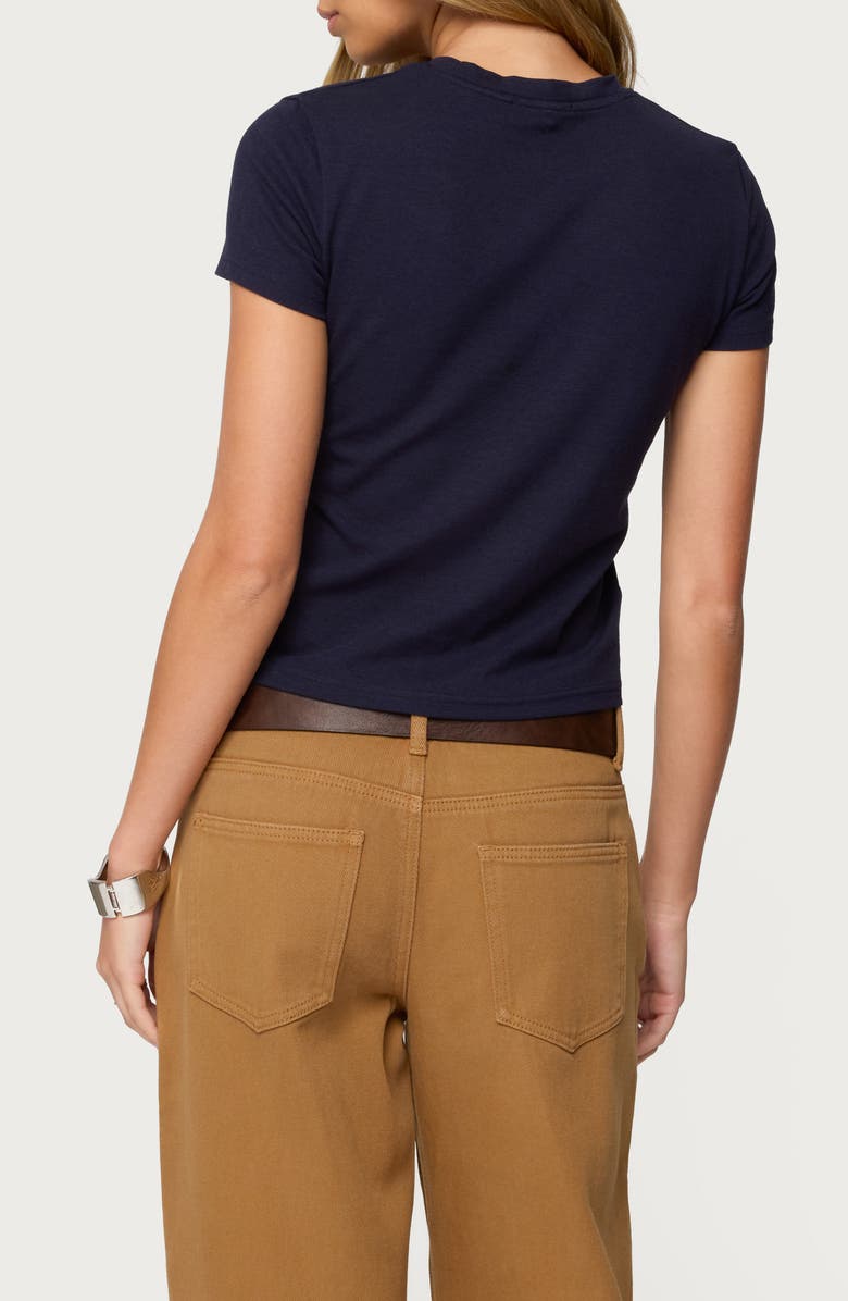 EDIKTED Natalie Stretch Cotton T-Shirt, Alternate, color, Navy