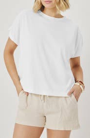 Splendid Rebecca Shirred Sleeve Cotton Blend T-Shirt