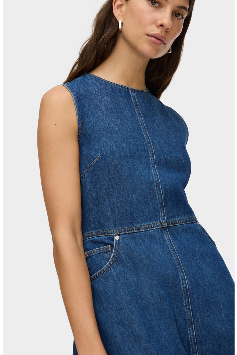 Waterlily Sleeveless Organic Cotton Denim Dress, Alternate, color, MID BLUE