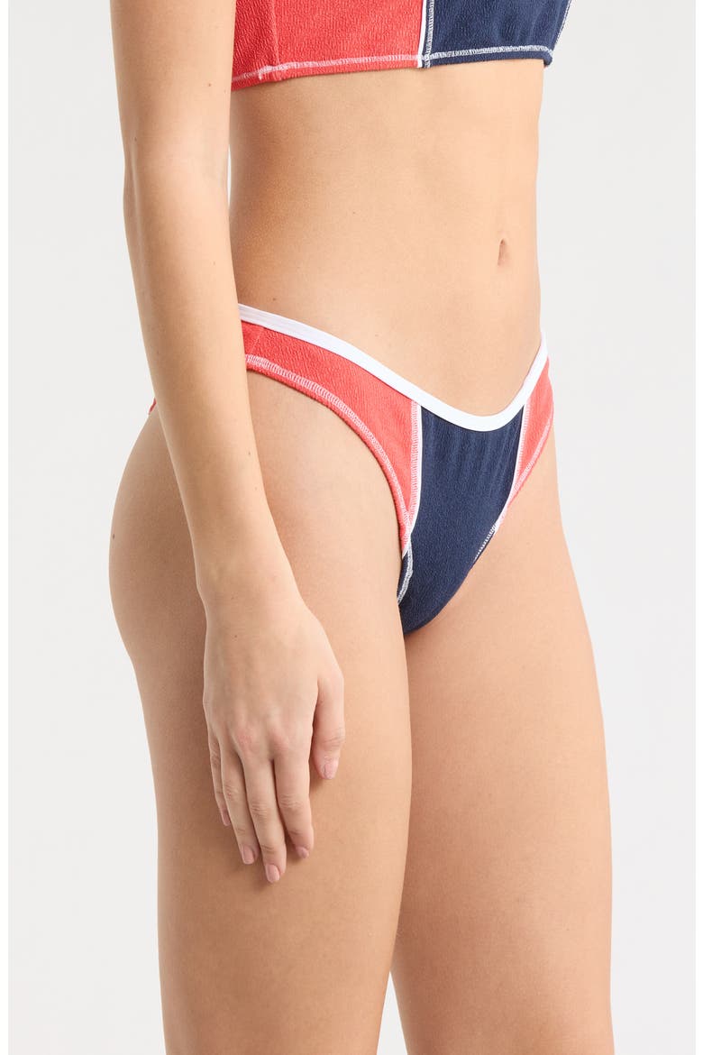 Surf Tide High Leg Bikini Bottoms, Alternate, color, DARK NAVY