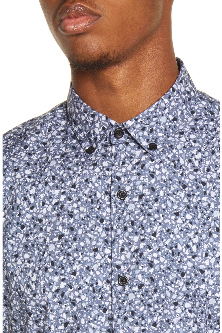x Alex Costa Short Sleeve Button Down Shirt, Alternate, color, NAVY TERRAZZO PRINT