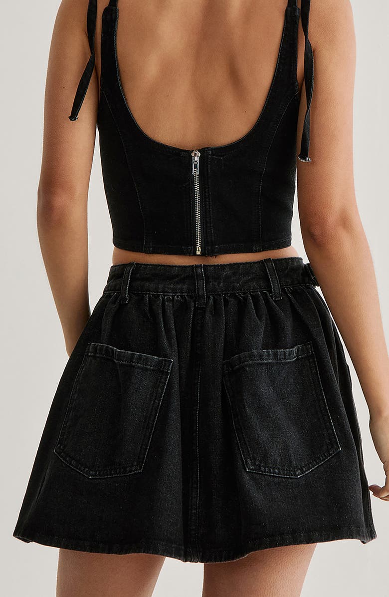 NASTY GAL Belted Denim Miniskirt, Alternate, color, Black