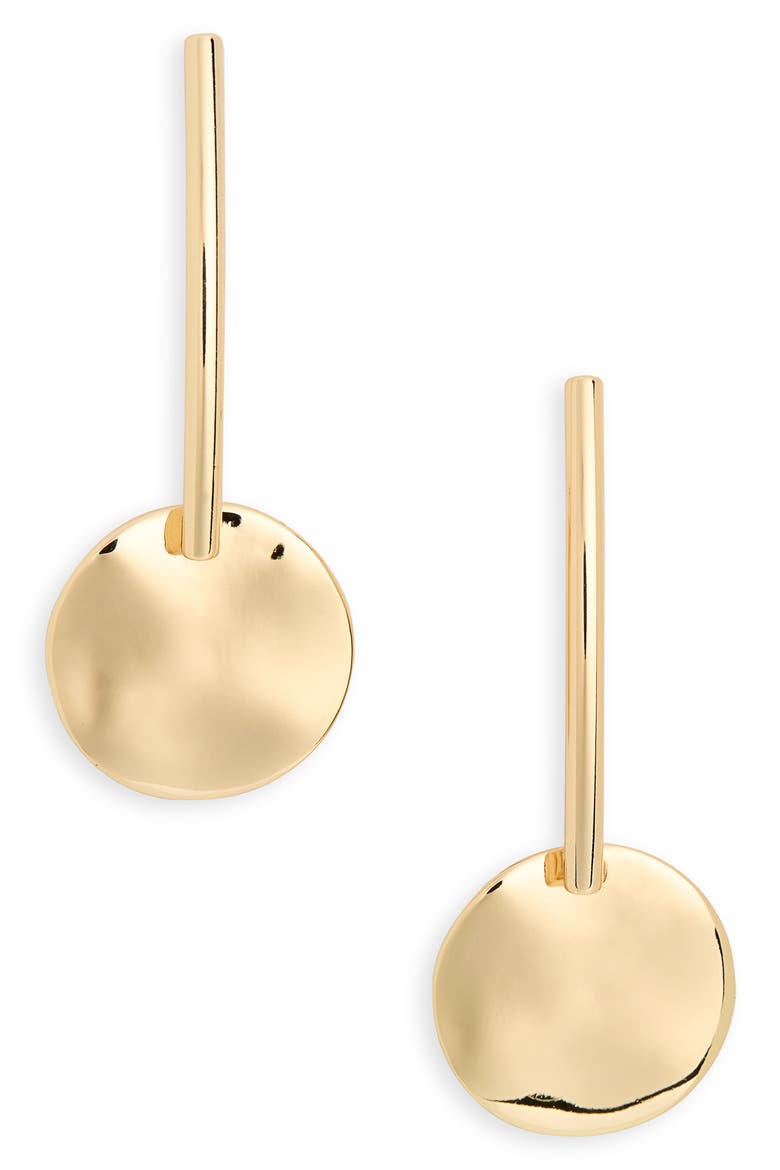 Bar & Disc Drop Earrings, Main, color, GOLD