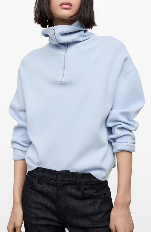 Mango Quarter Zip Turtleneck Sweater In Blue