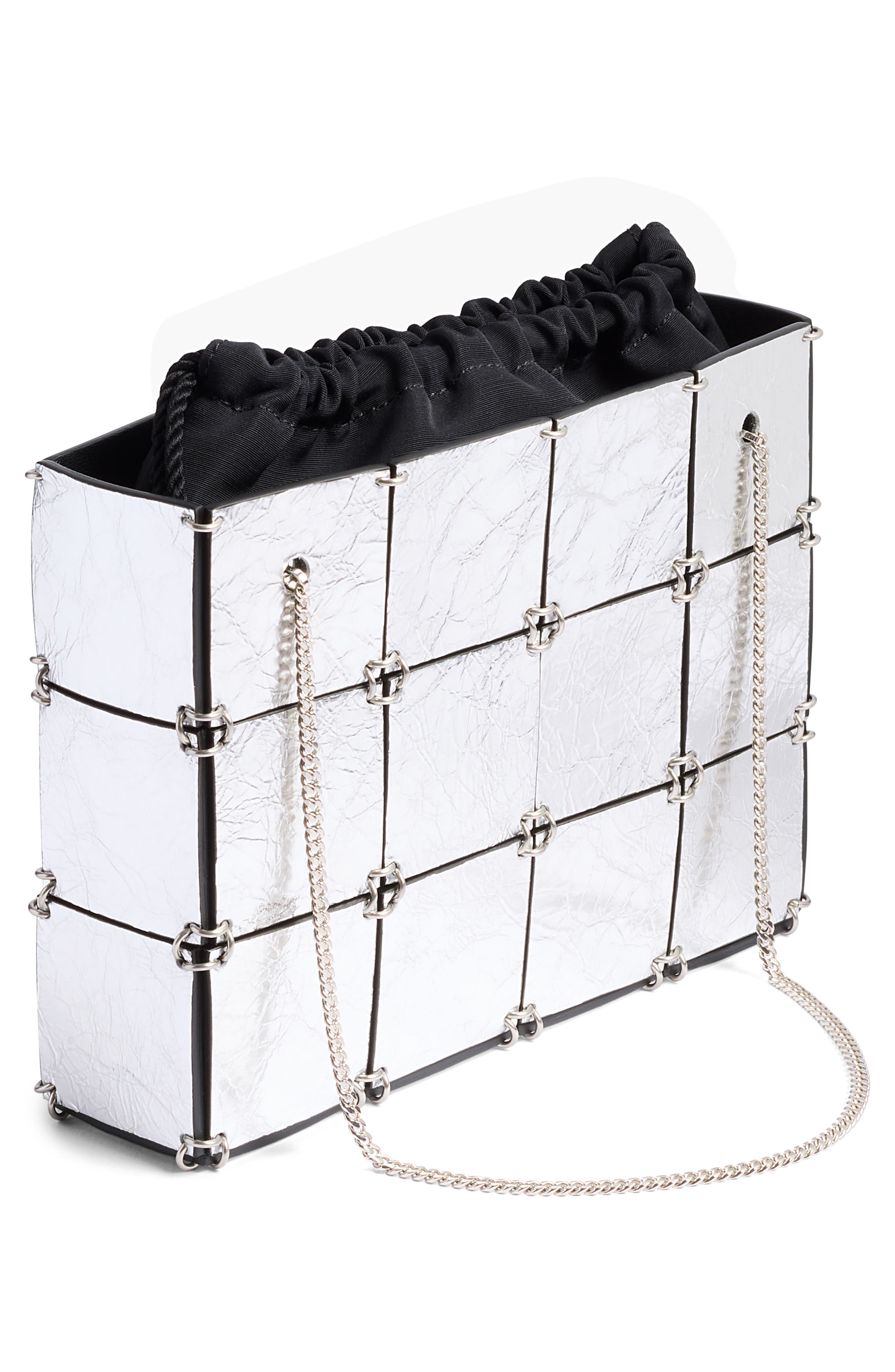 Khaite Mini Emma Metallic Leather Evening Bag, Alternate, color, Silver 126