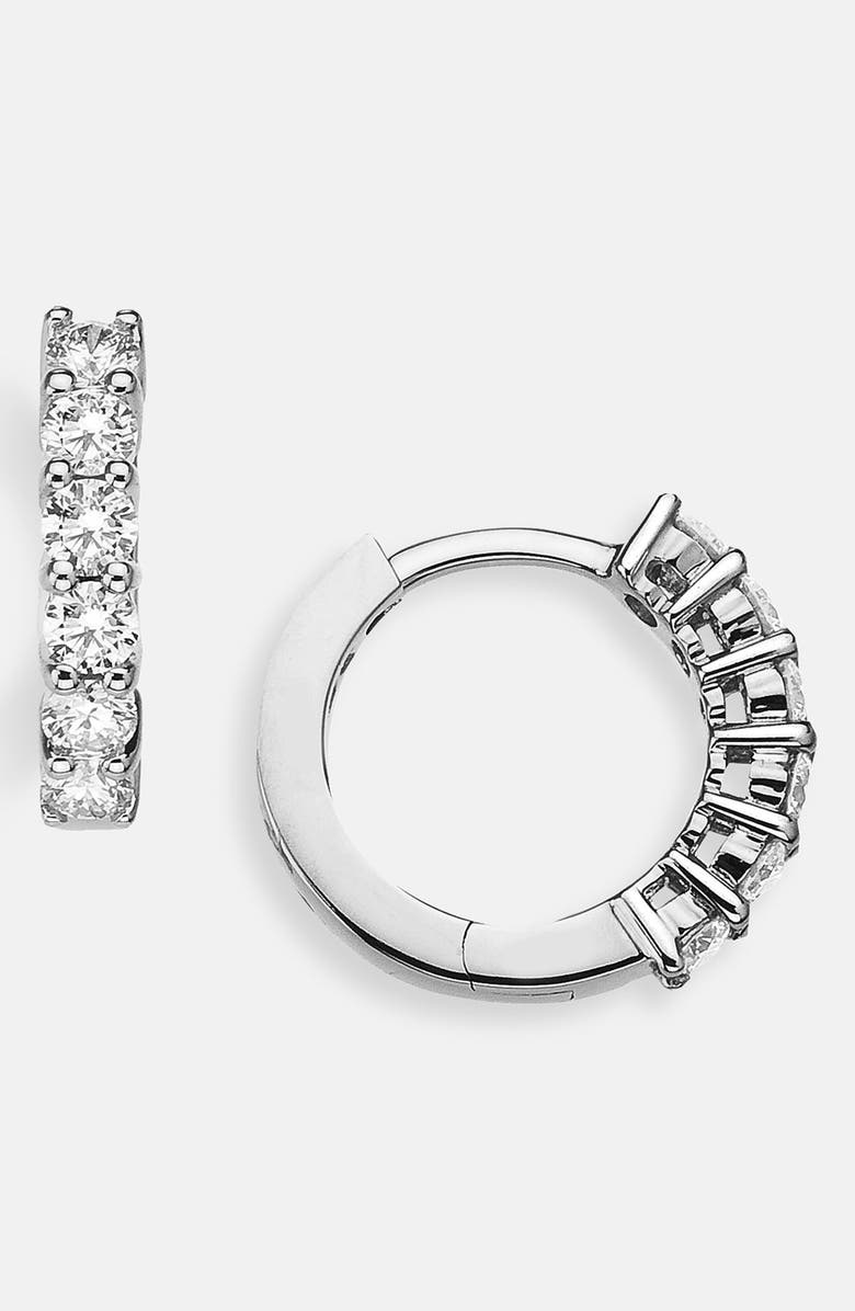 Roberto Coin Diamond Huggie Hoop Earrings, Main, color, White