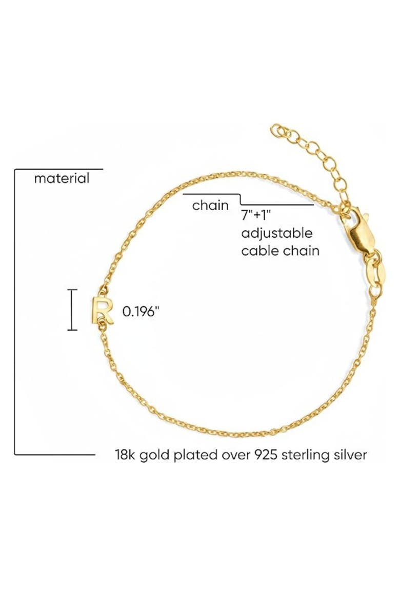 Oak & Luna Inez Initial Bracelet/Anklet in 18K Gold Plated Sterling Silver, Alternate, color, Letter R