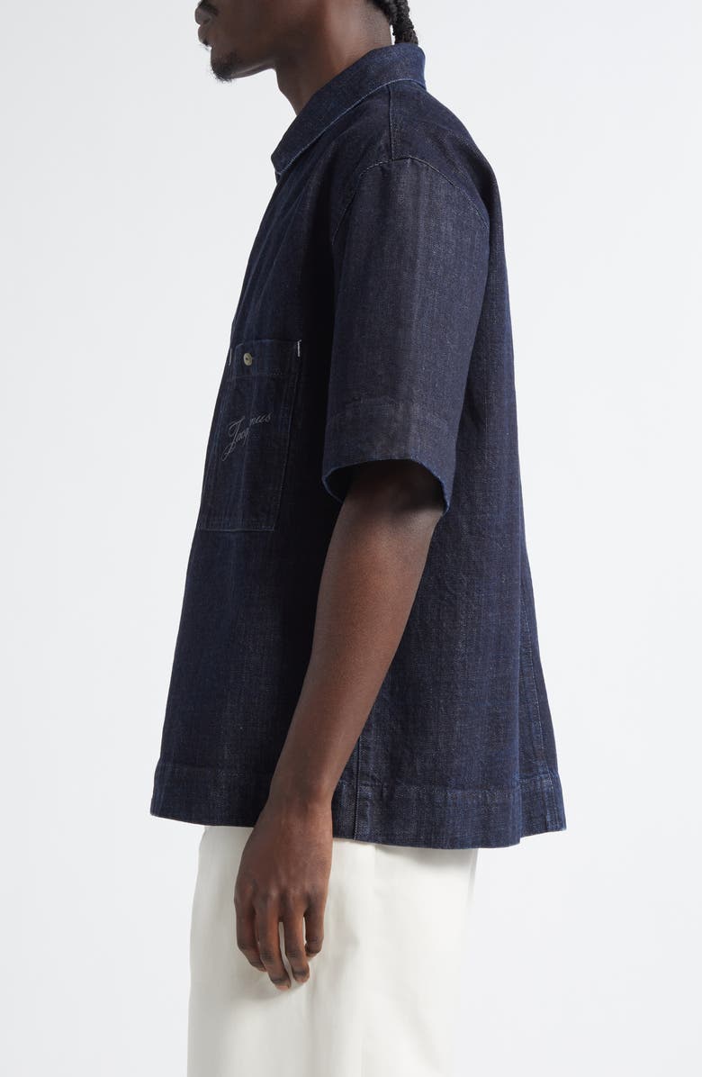 Jacquemus La Chemise de-Nîmes Aloe Denim Button-Up Shirt, Alternate, color, Dark Navy