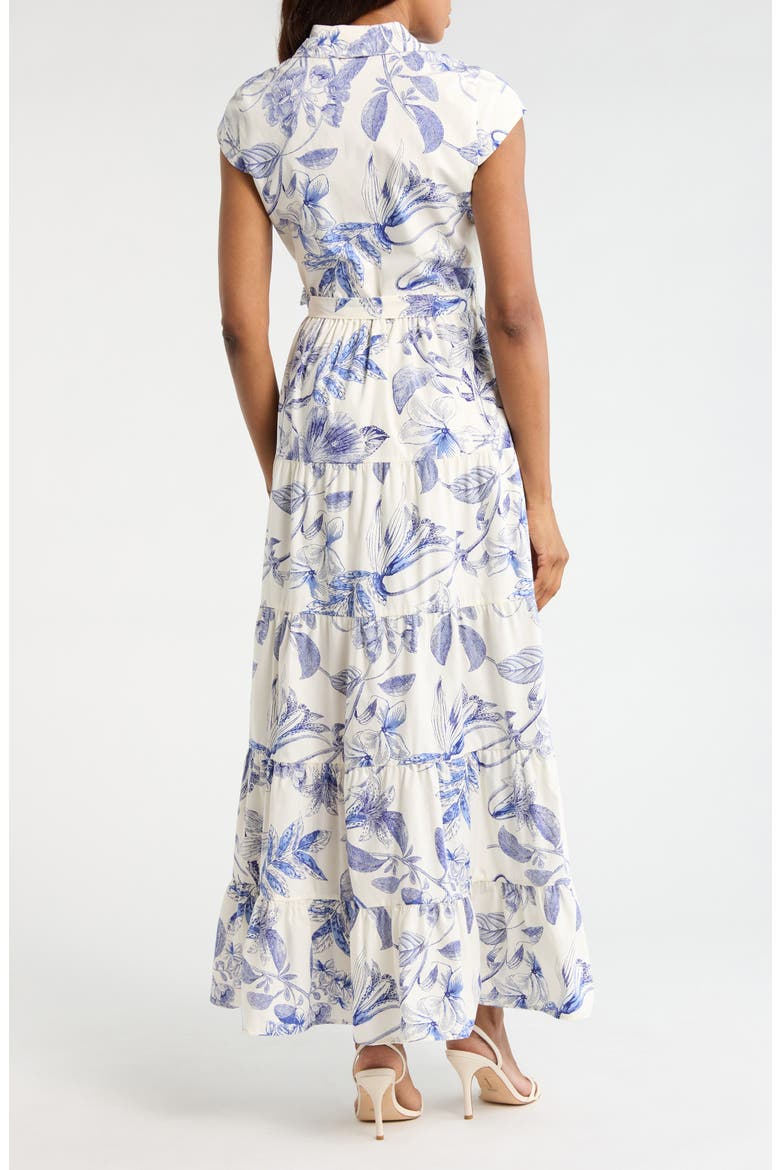 Floral Cap Sleeve Cotton Shirtdress, Alternate, color, PORCELAIN FLOWER