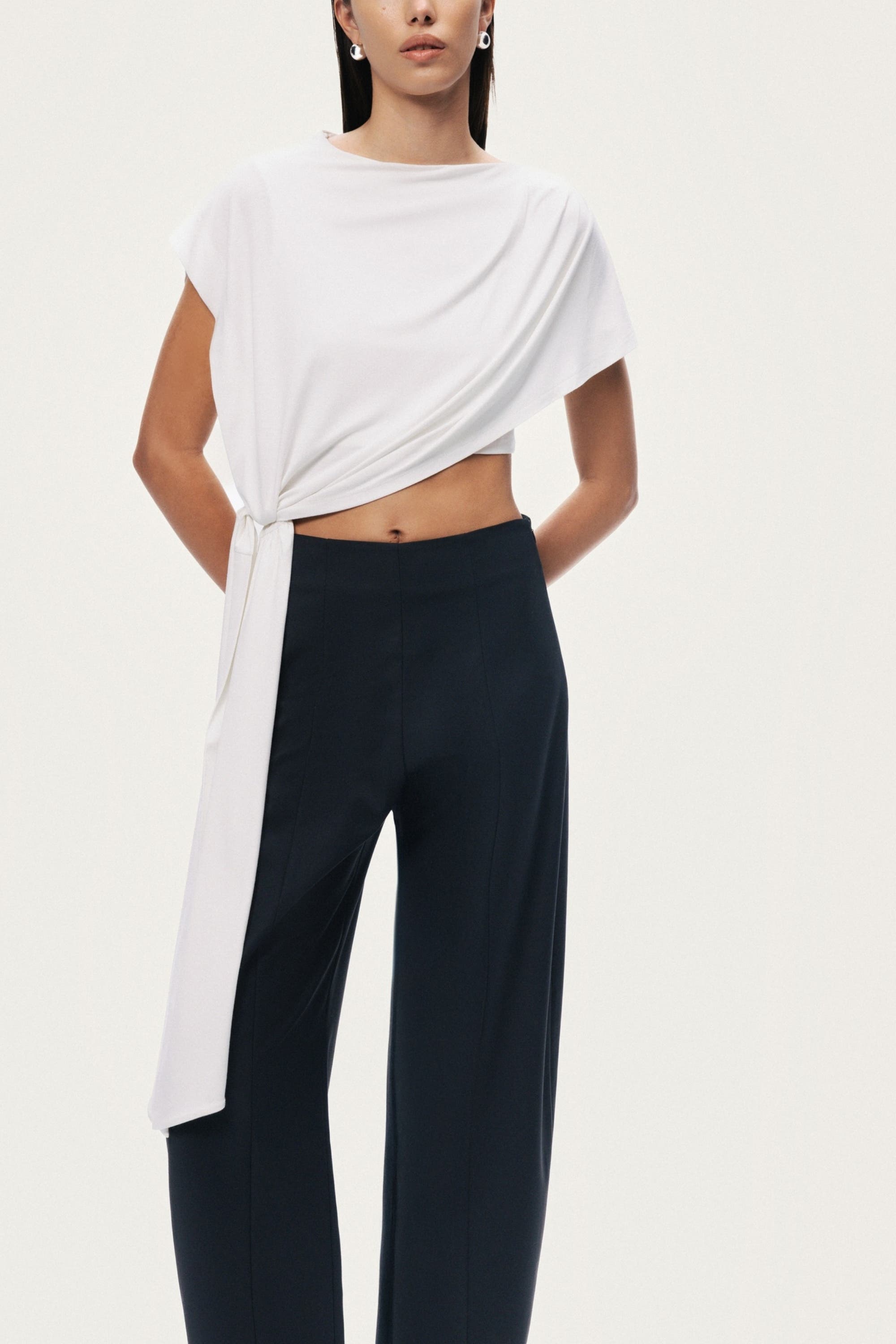 Asymmetric Tie-Front Crop Top - image 3
