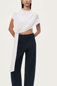 Nocturne Asymmetric Tie-Front Crop Top