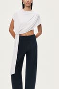 Nocturne Asymmetric Tie-Front Crop Top